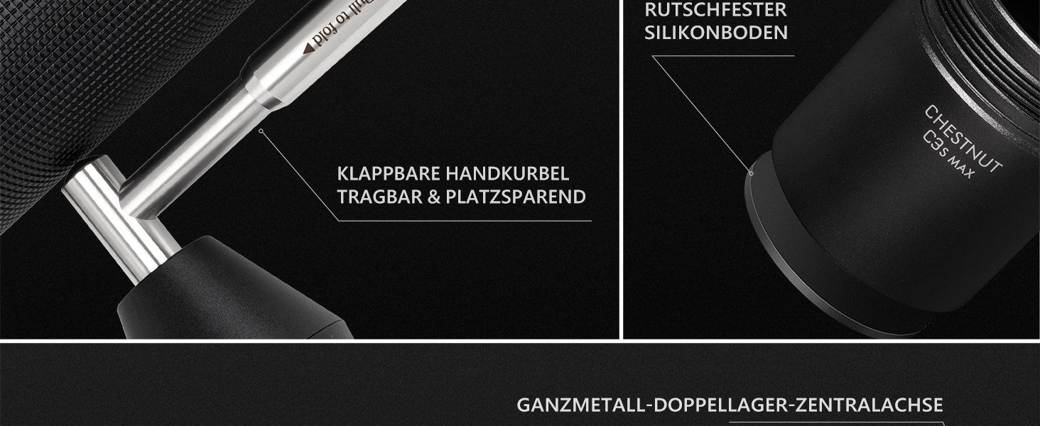 Ручна кавомолка TIMEMORE Chestnut C3S MAX, чорна: для еспресо та френч-прес, з металевим корпусом