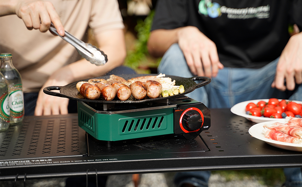 Портативний газовий набір для кемпінгу Onlyfire Klein з кейсом, 2000W, Piezo-запалювання, для походів та подорожей на автодомі, зелений