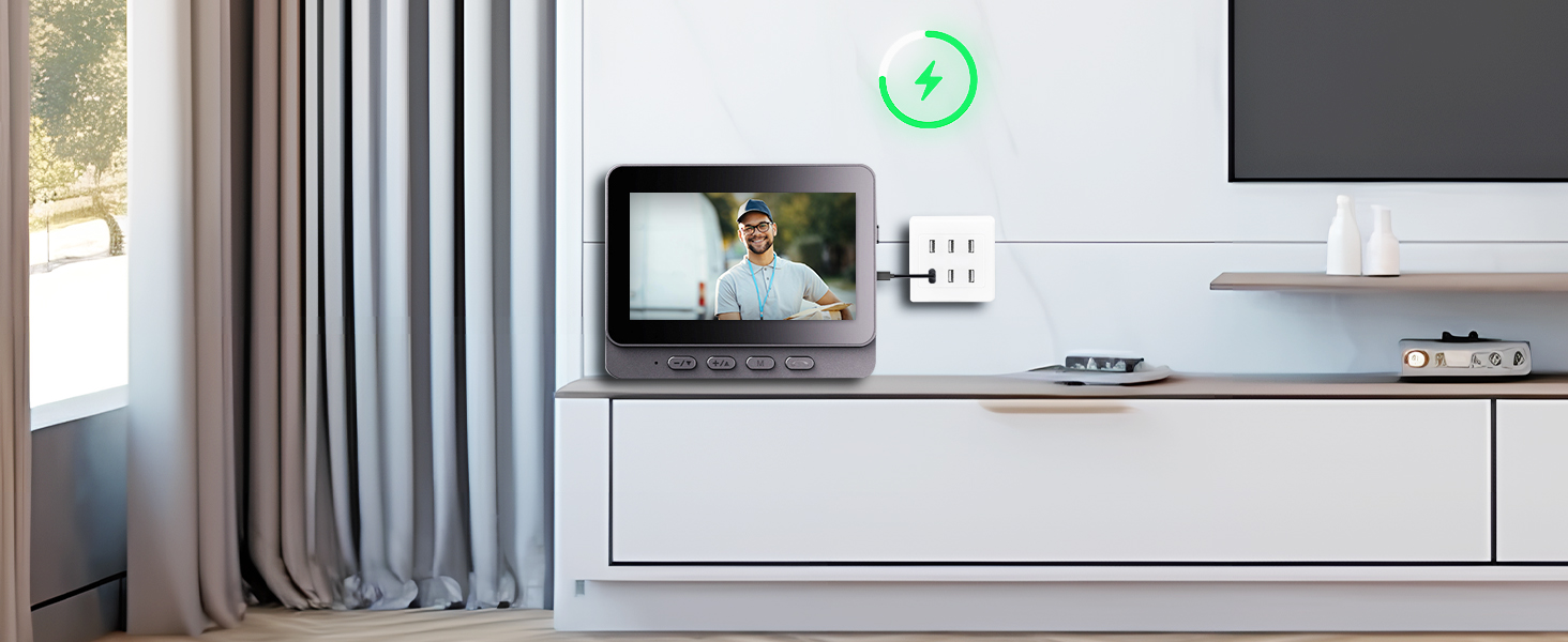 Відеодзвінок з камерою 1080P HD, бездротовий, водонепроникний IP65, дисплей 4.3