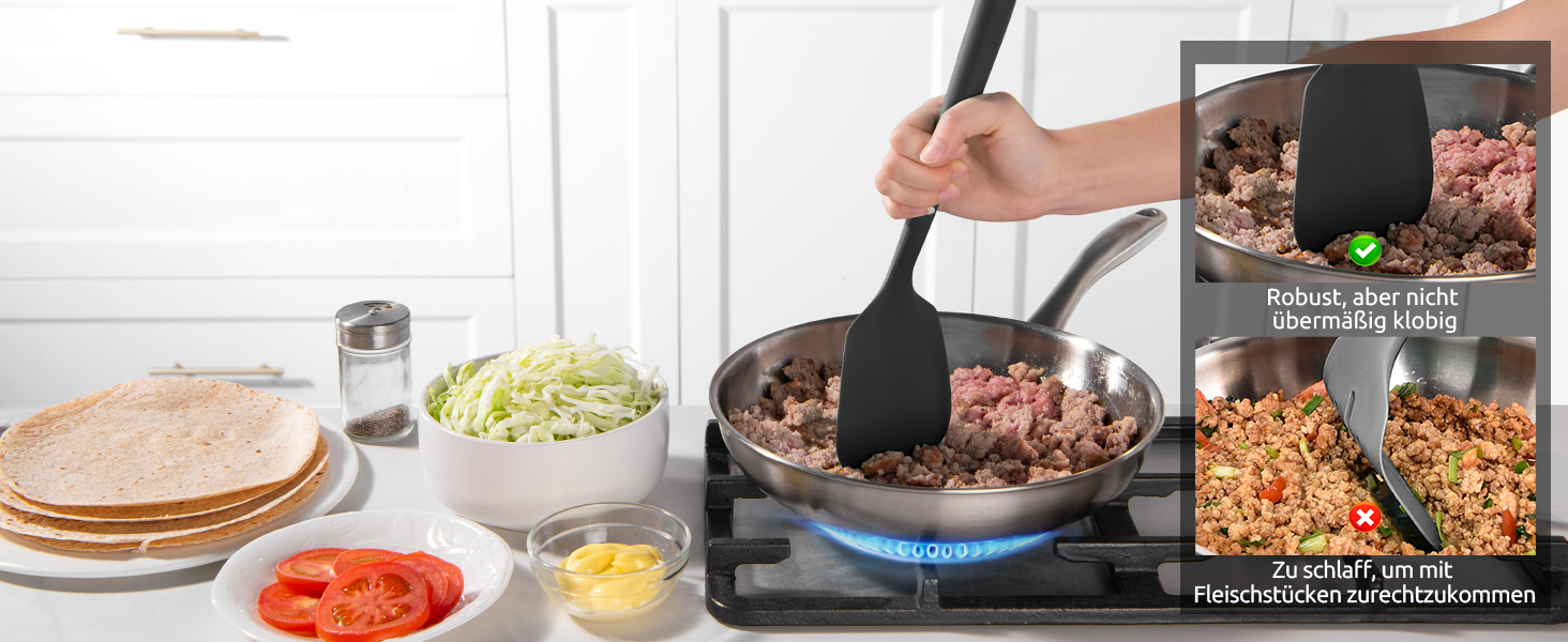 Набір кухонних аксесуарів U-Taste з силікону (5 шт.), стійкий до 315°C, BPA-free, антипригарний, для приготування, перемішування та подачі їжі (чорний)