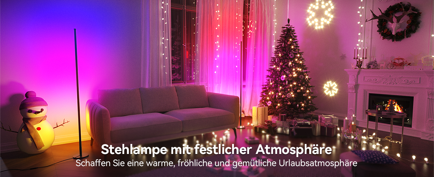 LED торшер для вітальні 160 см RGB кутовий, димується, з пультом та додатком, музичні режими, DIY, таймер - для спальні, геймінгу