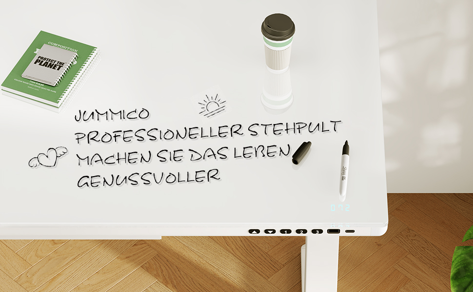 Електричний стіл JUMMICO з регулюванням висоти, 120x60 см, з висувною шухлядою, для офісу та дому, білий