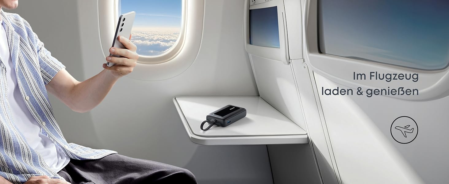 Powerbank Anker Zolo (2025 Upgrade) 20000mAh 30W з USB-C кабелем. Підходить для iPhone, Galaxy та інших пристроїв. Білий