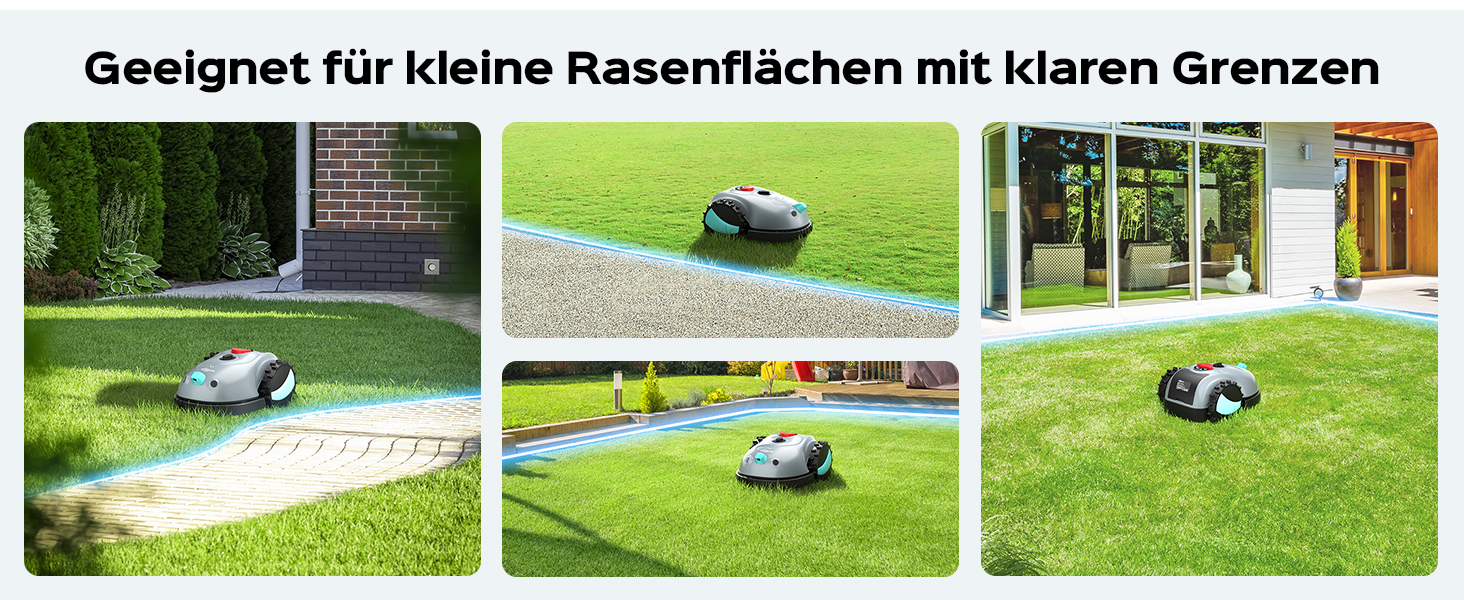 Робот-газонокосачка V100 без обмеженого кабелю з камерою, уникнення перешкод, навігація Vision, акумулятор 4 Ah, 150㎡, запасні леза, спіральне косіння (світло-сірий)