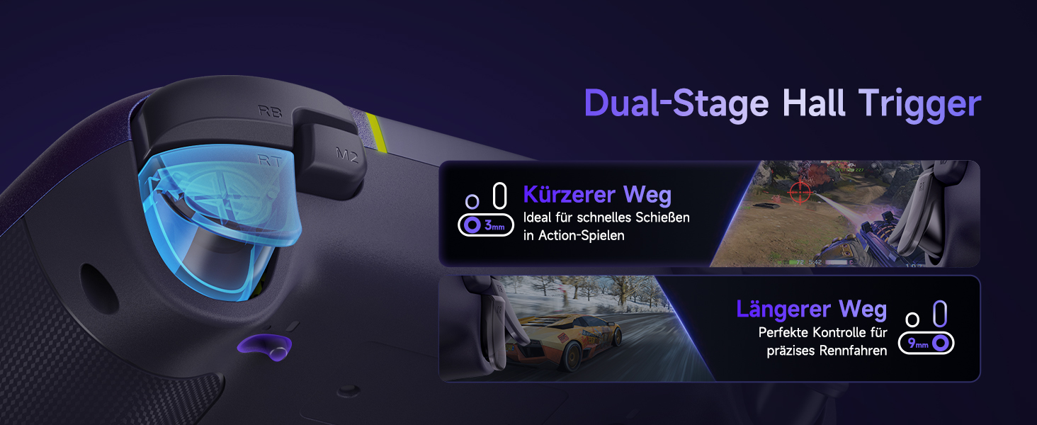 Бездротовий геймпад EasySMX X05PRO для PC, Switch, Android, iOS: тихі кнопки, Hall джойстики, програмовані кнопки, 1000mAh, фіолетовий