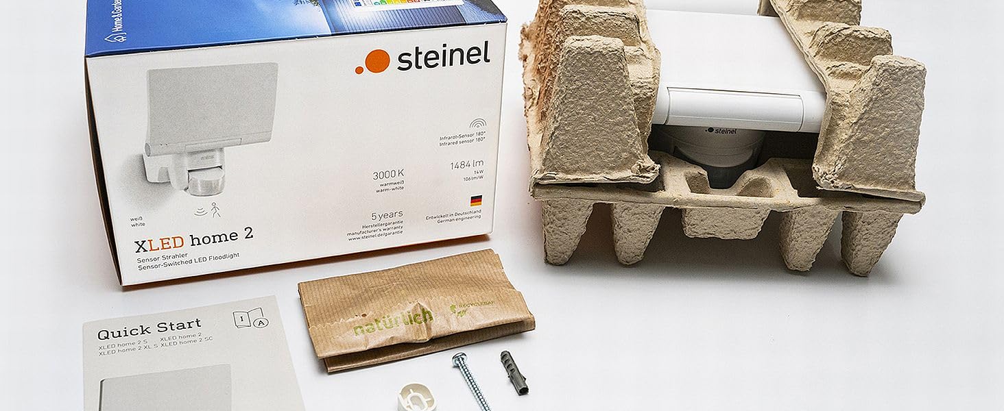 Світлодіодний прожектор Steinel XLED Home 2 S, поворотний LED-ліхтар 13.7 Вт, 1550 Лм, кут огляду 180°, дальність 10 м, для зовнішнього використання (чорний, без датчика руху)