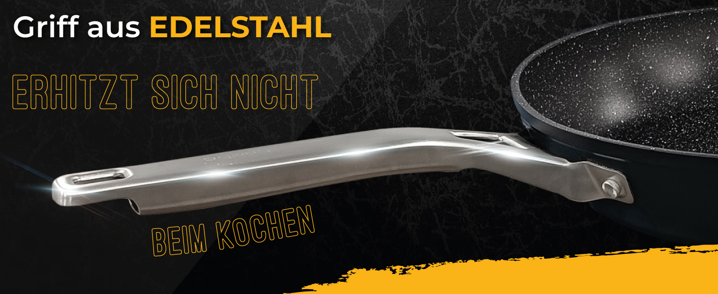 Набір сковорідок briebe Black Titanium 3 шт (20, 24, 28 см) з антипригарним покриттям для індукції