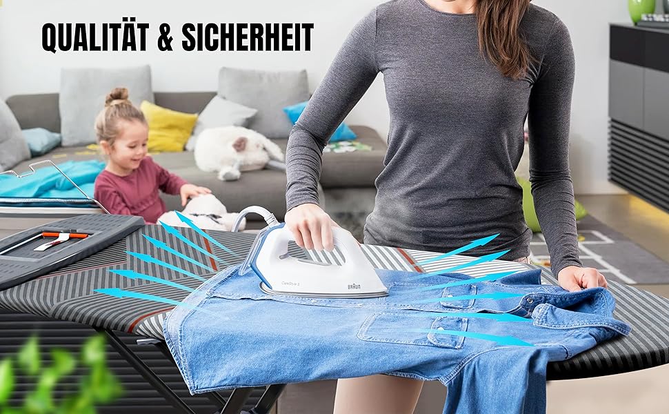 Прасувальна дошка Devecioğlu 50-80см з чохлом 36x114см, для парогенераторів, складна | Прасувальна дошка, підходить як стіл для прасування