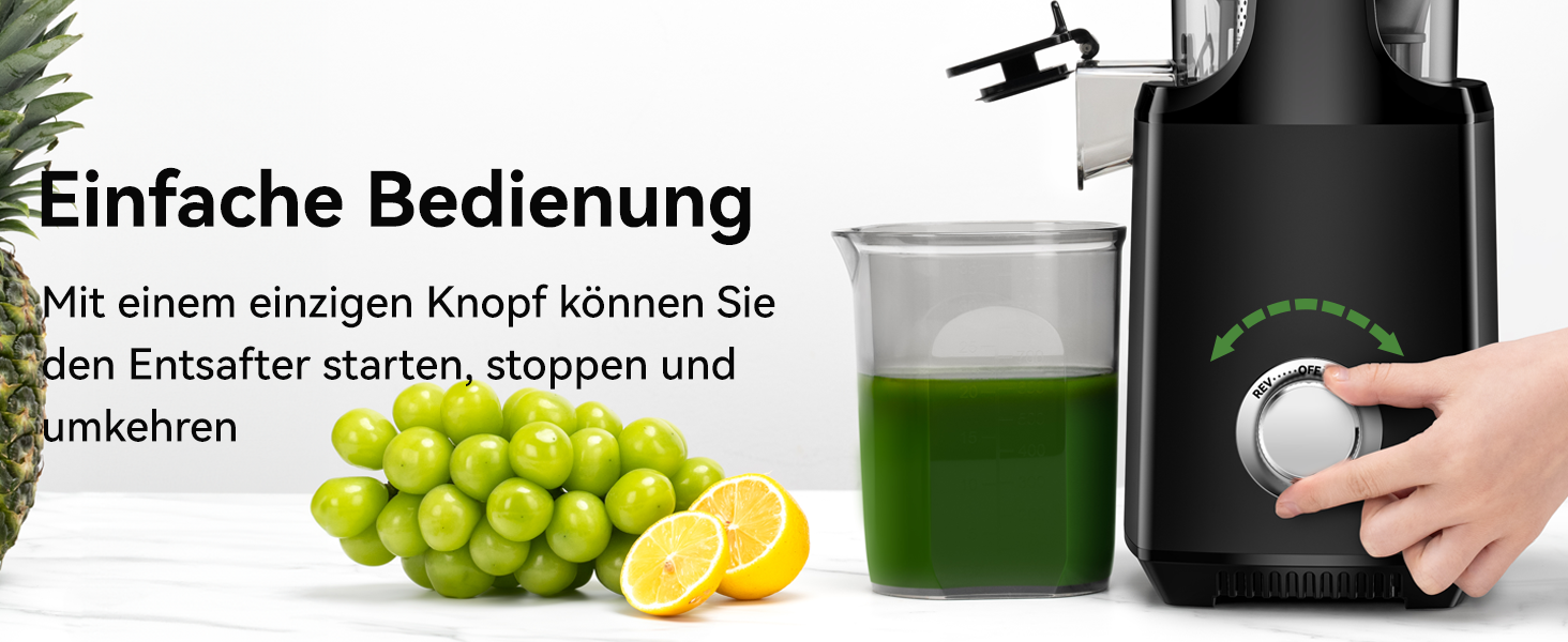 LINKChef Slow Juicer: повільний соковичавник для овочів та фруктів, 1.8 л, з функцією реверсу, BPA Free