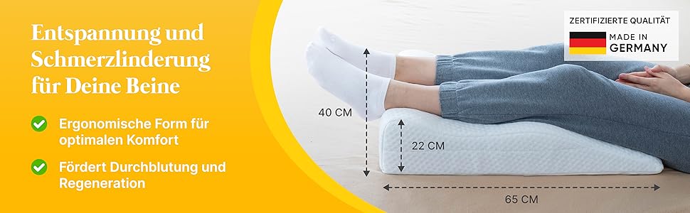 Підніжка для ніг Medicline Venenkissen – ергономічна, для кращого кровообігу, дихаюча, для алергіків, сертифікат Oeko-TEX®, Made in Germany