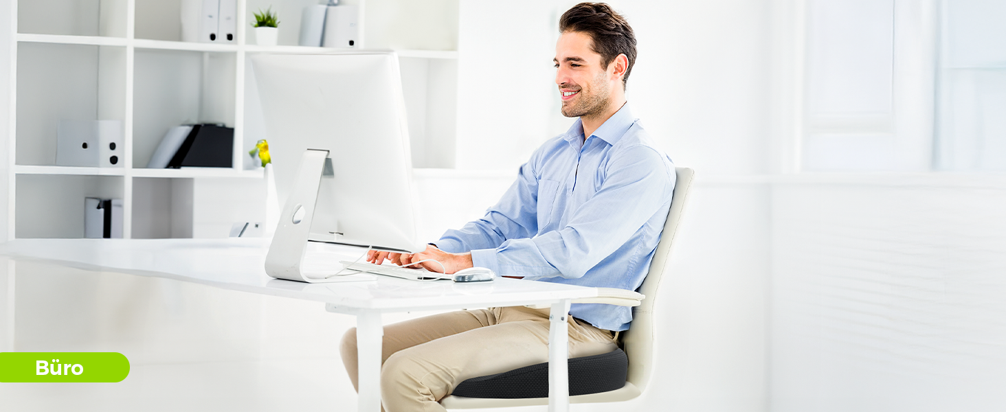 Ортопедична подушка для сидіння AUVON кругла з подвійною U-подібною формою для копчика та геморой, розвантажувальна подушка для офісного крісла та авто, 47*37*7.8 см