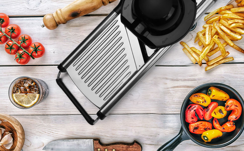 Мандоліна для нарізки овочів, овочевий слайсер, нарізчик картоплі, слайсер для кухні з нержавіючої сталі, набір для нарізки овочів, цибулі, помідорів, Julienne, захисні рукавички