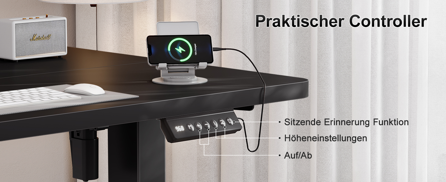 Електричний дитячий стіл Airfish, 80x60 см, регулювання висоти, пам'ять, для дому/офісу, стоячи/сидячи (чорний)