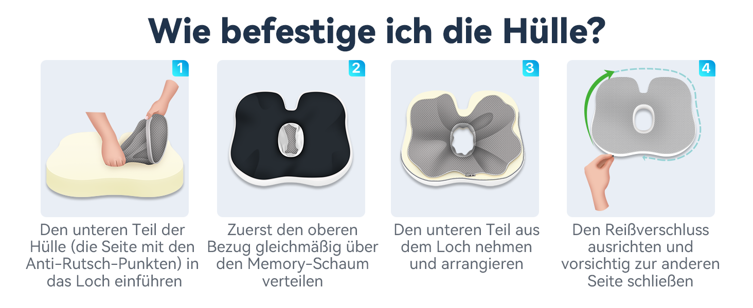 Набір подушок для сидіння з memory foam: для офісного крісла, авто, дому та подорожей. Комфорт спини та сідниць. Чорний колір