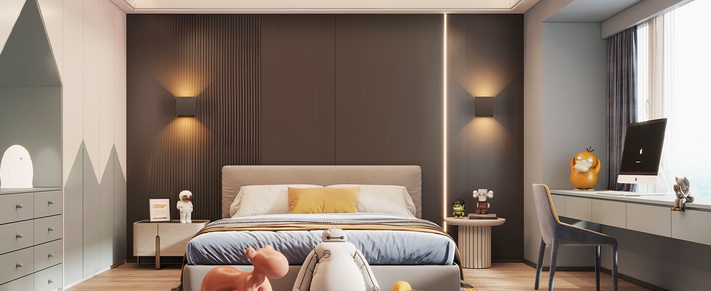 Світильник настінний LED K-Bright 12W, двосторонній потік світла (вгору та вниз), теплий білий 3000K, водонепроникний IP65, антрацит (іржавий колір), для дому та вулиці