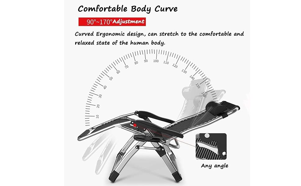 Розкішна лежанка для відпочинку: велика, складана, для саду, патіо, пляжу, басейну, з подушкою, витримує до 200 кг (чорна)