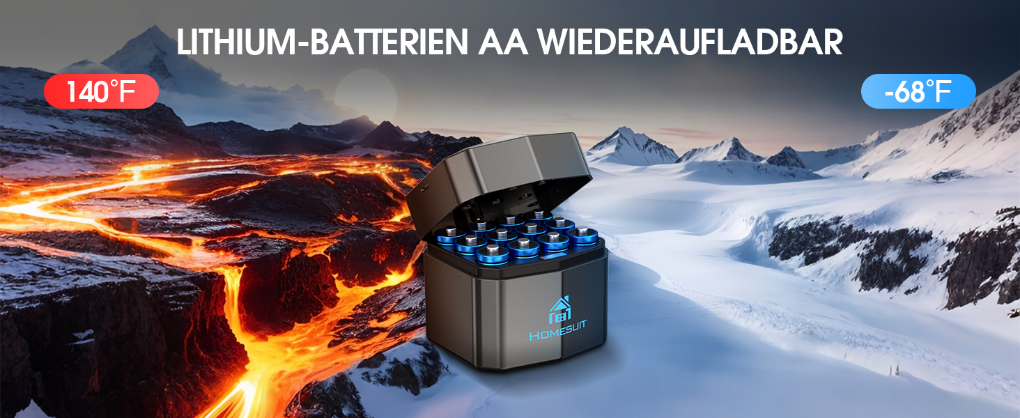 Набір акумуляторів Homesuit AA 1.5V 3600mWh (12 шт.) літієві перезарядні батарейки з пристроєм швидкої зарядки для іграшок, фотокамер та електроніки