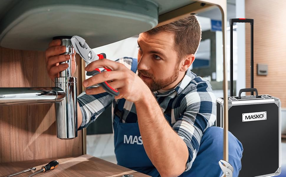 Набір інструментів MASKO 1400 предметів в алюмінієвому кейсі на колесах для дому, авто та хобі - професійний візок для інструментів