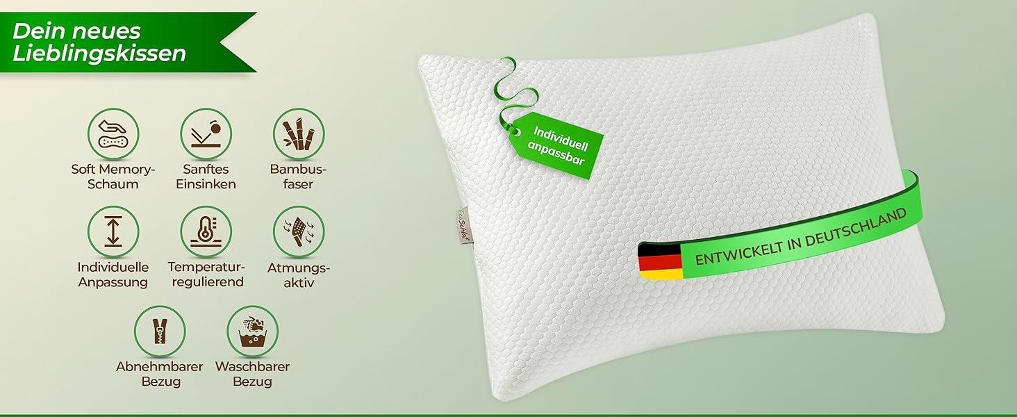 Ортопедична подушка Airflow для сну на боці з Memory Foam – підтримка шиї, зменшення болю, комфортний сон