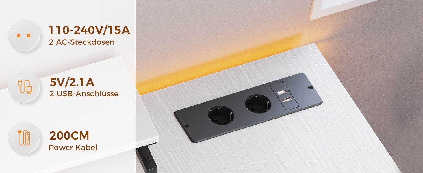 Геймерський стіл Coleshome L-подібний з LED-підсвіткою та розетками, 120x80 см, кутовий письмовий стіл із полицею, реверсивний, підставка для монітора, для офісу чи кабінету, білий