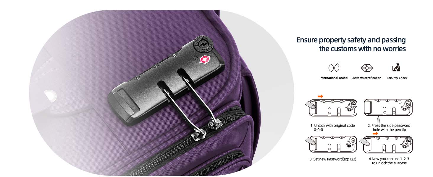 Набір валіз SHOWKOO Softshell 3 шт. (фіолетовий): 50.8, 61, 71.1 см, розширювані, з TSA-замком