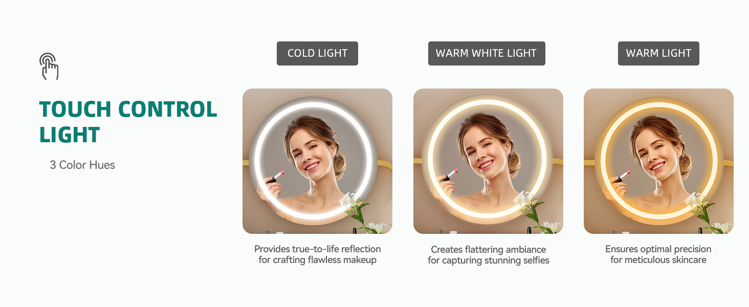 Дзеркальний туалетний столик YITAHOME з підсвічуванням та 4 шухлядами, чорний