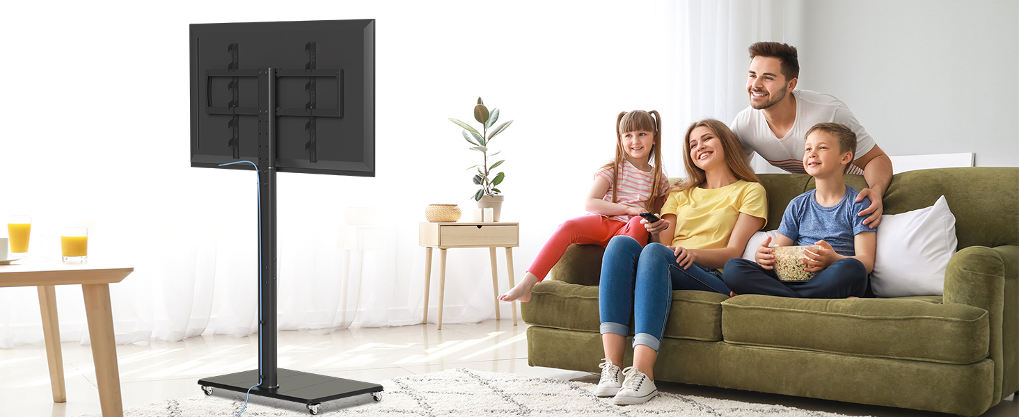 Підставка для телевізора на колесах, регульована по висоті, для екранів 42-70 дюймів, до 40 кг, VESA 600x400 мм