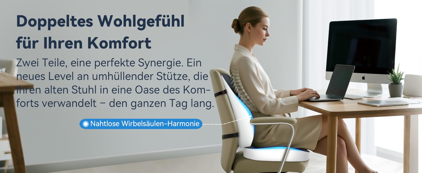 Набір подушок для сидіння з memory foam: для офісного крісла, авто, дому та подорожей. Комфорт спини та сідниць. Чорний колір