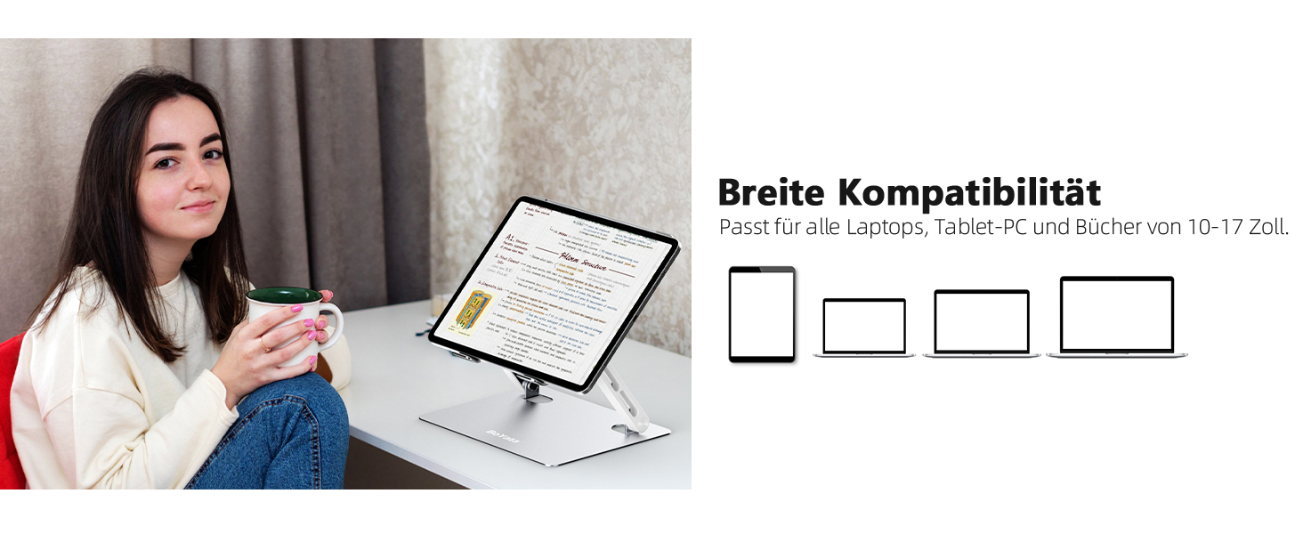 Підставка для ноутбука BoYata: регульована висота, ергономічна, з вентиляцією, для MacBook, Dell, HP, Acer (10-17 дюймів)