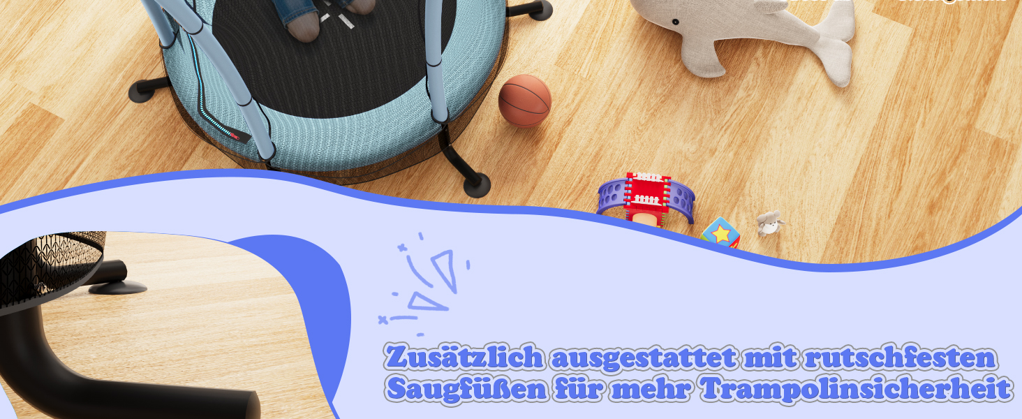 Батут дитячий JUMMICO з захисною сіткою Ø145 см, до 50 кг, блакитний - для дому та вулиці, від 3 років