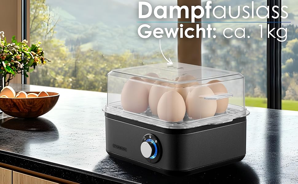 Електричний яйцеварка на 1-8 яєць з підігрівом, з нержавіючої сталі, 500 Вт, 3 ступені нагріву, без BPA, придатний для миття в посудомийній машині, LED-перемикач, міцний та довговічний