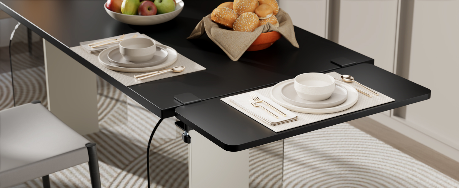 Підставка для ноутбука на стіл ергономічна, 700x300 мм, з підставкою для клавіатури та регульованою підлокітником, чорна | Розширювач столу для дому та офісу