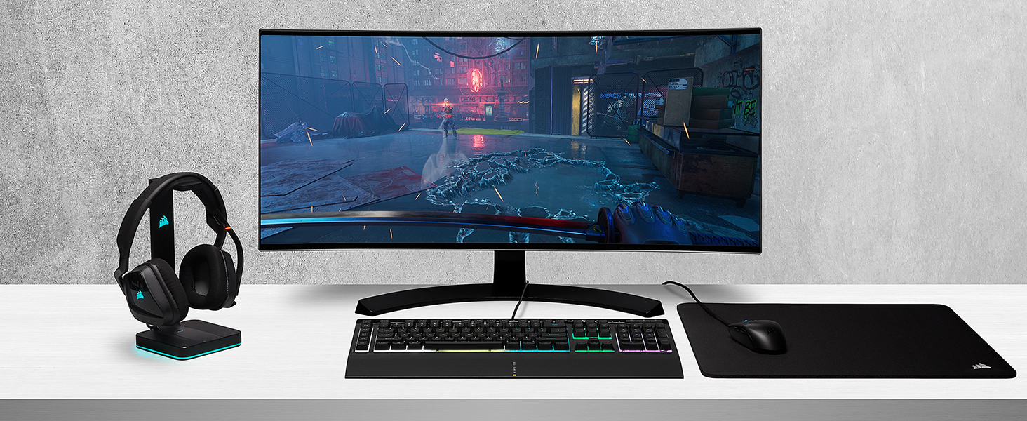 Клавіатура Corsair K55 RGB PRO, провідна, мембранна, QWERTZ DE, чорна, IP42, 6 макро-клавіші, сумісна з iCUE, для PC, Mac, Xbox