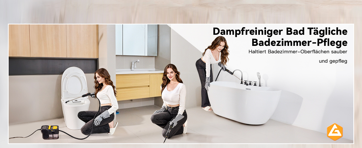 Пароочисник Gautye 3-рівневий регульований руків'я, нагрів за 10 секунд, бак 2L, 18 насадок, для кухні, ванної, підлоги, авто, вікон, чорний