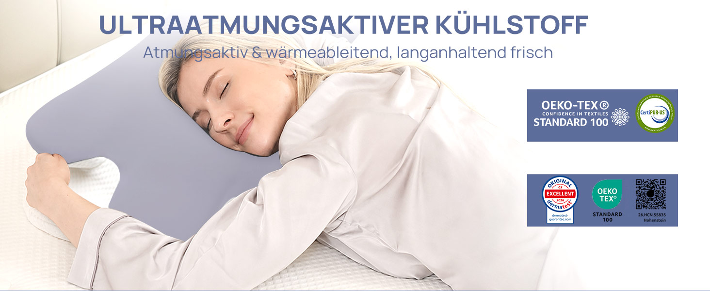 Ергономічна подушка для шиї MULISOFT з ефектом пам'яті (Memory Foam), форма-метелик, розмір M, синя