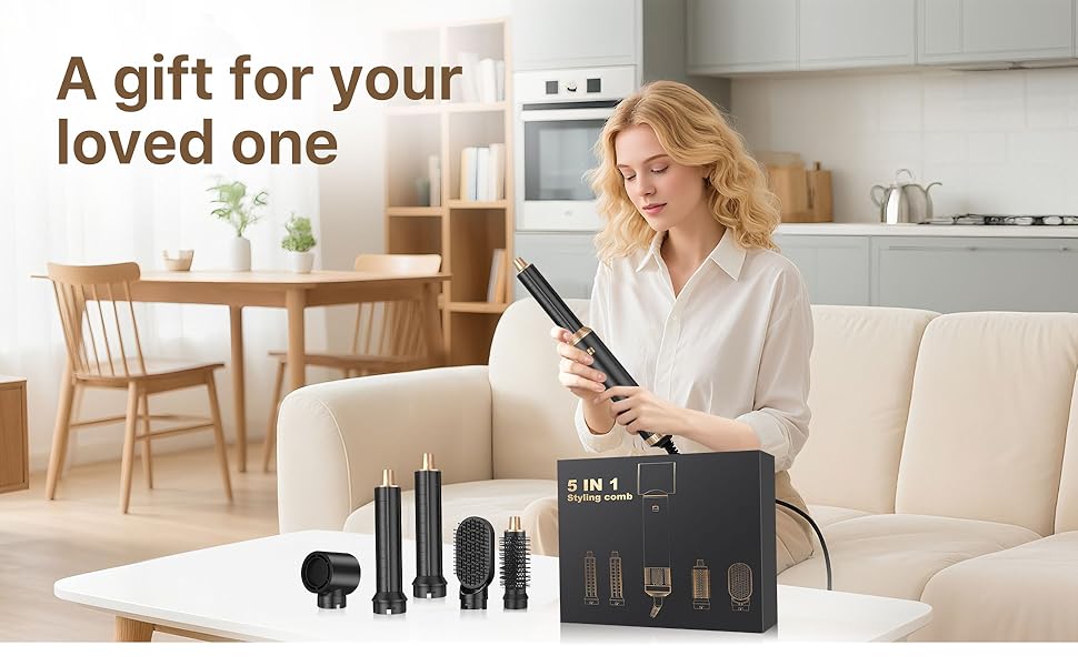 Sendowtek Hairstyler 5 в 1: Мультистайлер для волосся 1000W з насадками для завивки, сушіння, об'єму та укладки. Щітка-фен для жінок та чоловіків