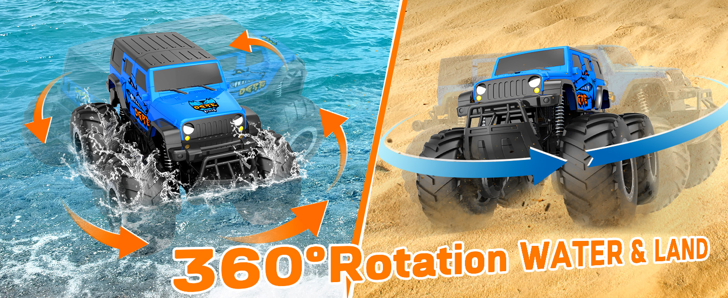 Радіокерований позашляховик Monstertruck 2.4GHz 4WD (до 15+ км/год) з двома акумуляторами, водонепроникний, для дітей від 6 років