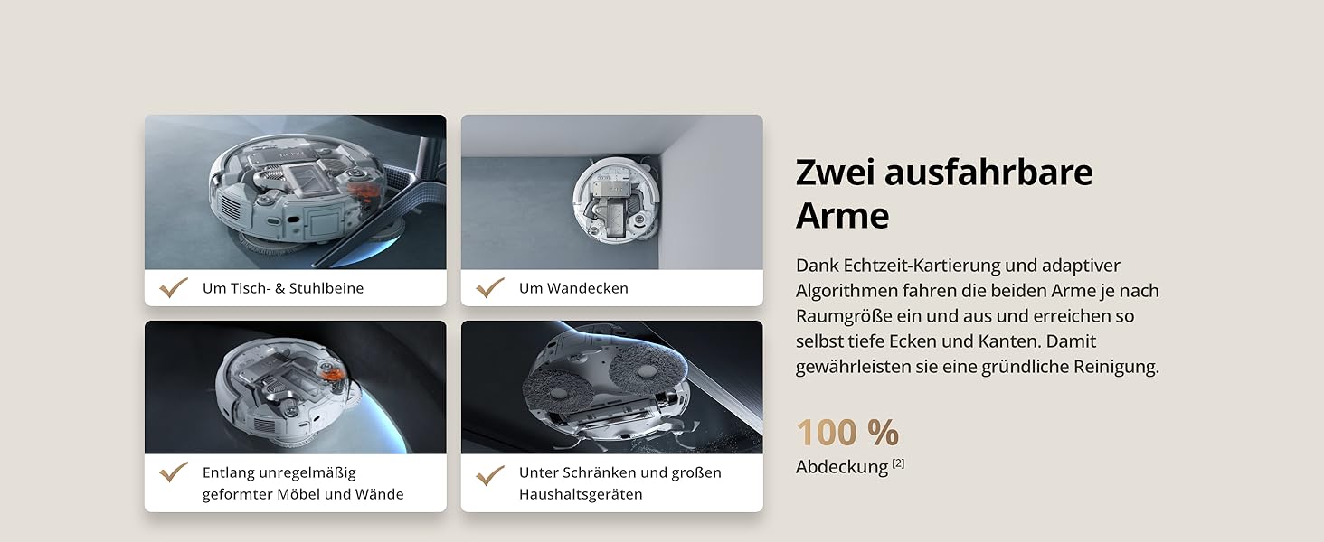 Робот-пилосос DJI ROMO S з функцією миття підлоги, 25 000 Па потужність всмоктування, розпізнавання перешкод рівня дрона, два робочі руки, 200 днів без обслуговування, автоматичне очищення та сушіння моп-насадки (DJI ROMO A (версія з баком для води))