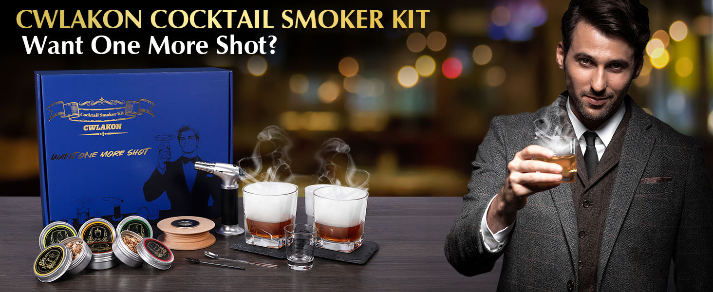 Набір для копчення коктейлів CWLAKON: для віскі, бурбону, Old Fashioned (з 6 дерев'яними стружками)