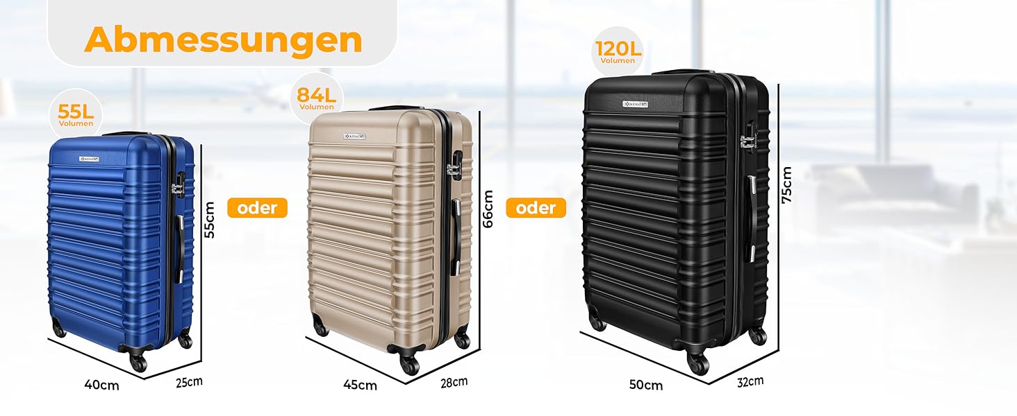Валіза KESSER® з жорстким корпусом, вагова шалька та багажний жетон | Роликова валіза з кодовим замком, телескопічна ручка (шампань, 75 см – 120 л)