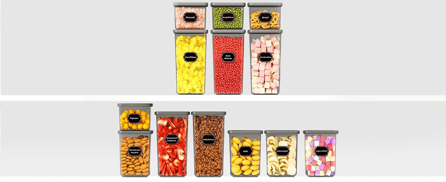 Герметичні контейнери для зберігання продуктів з кришкою, набір 6 шт, сірий (1,8 л)