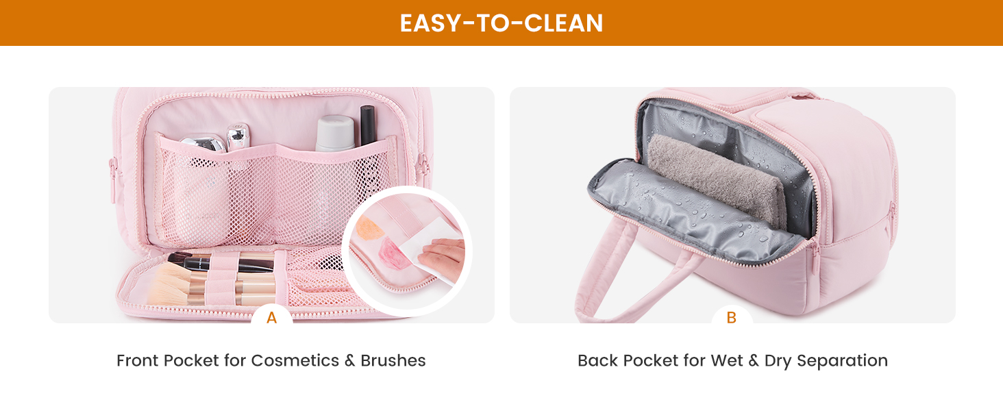 Сумка для косметики OVEVOOK для жінок, велика, з водонепроникним відділенням, рожева (L, блакитна)