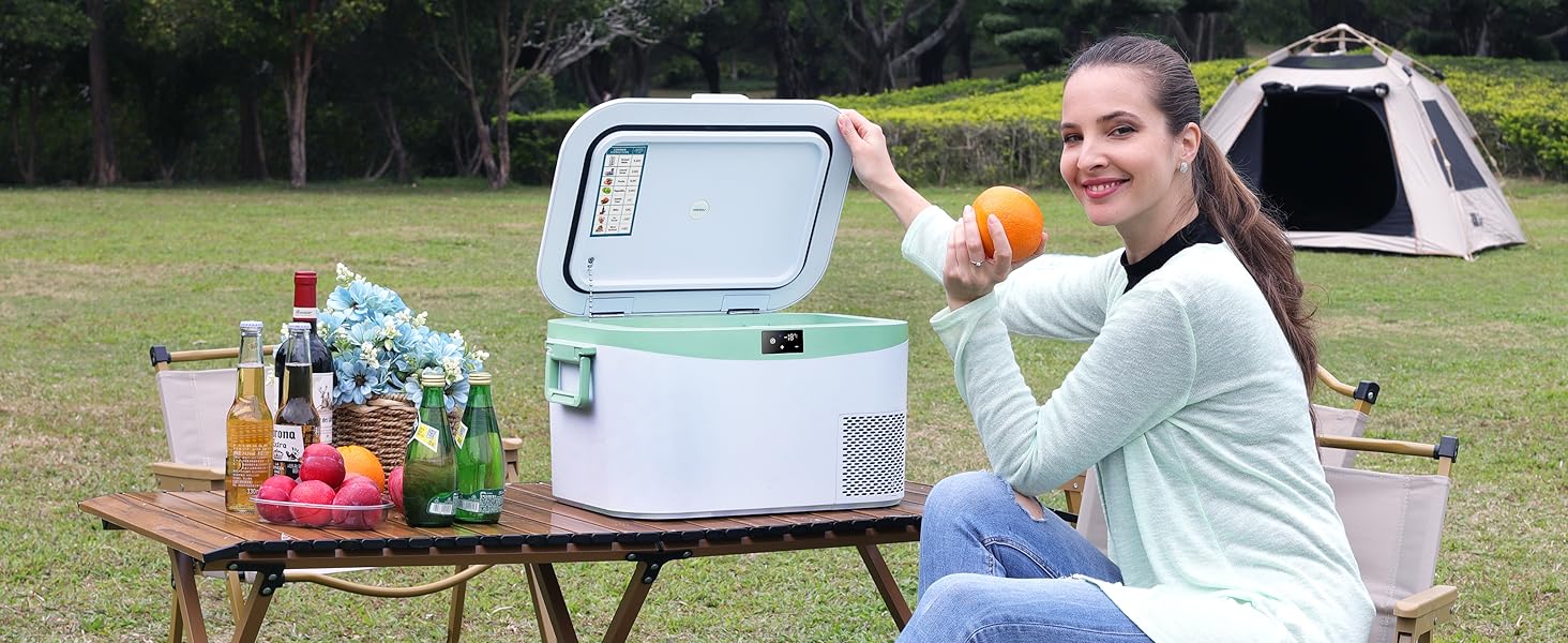 Автохолодильник BINGI 18л портативний 12/24V та 230V, міні-морозильник для авто, кемпінгу, дому (15°C до -18°C), білий