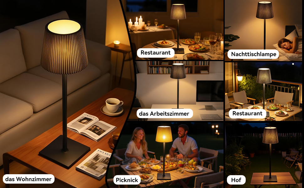 LED акумуляторні настільні лампи Xiake (2 шт), регулювання яскравості 2700K-6000K, IP54, 3 кольори, для дому та саду