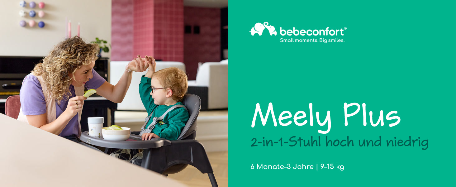 Дитячий стільчик Bebeconfort Meely Plus 2-в-1 (6-36 місяців), 15 кг, легкий, для подорожей, 5-точкова система фіксації, Tinted Graphite