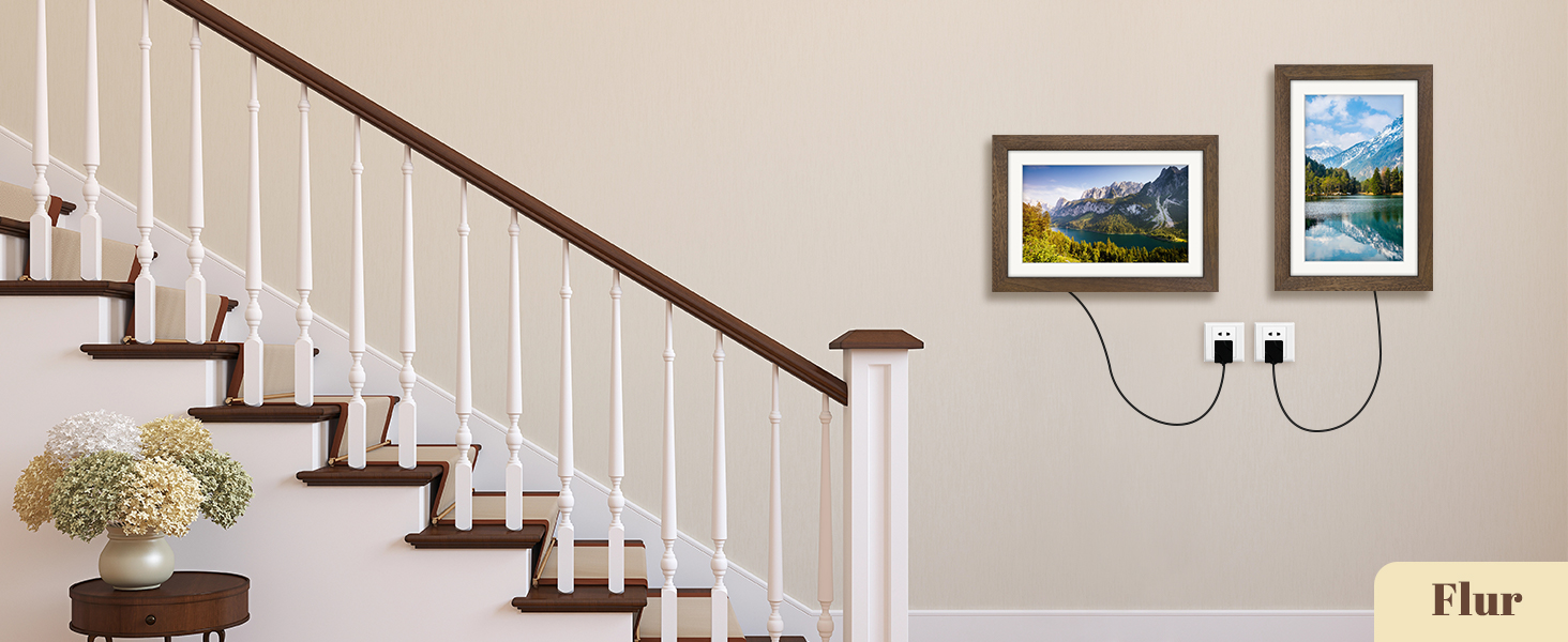 Цифровий фоторамка Eptusmey 10.1 дюймів з Wi-Fi, дерев'яний корпус з дуба, 32GB, HD IPS сенсорний екран 1280x800, відтворення фото/відео через Uhale APP, подарунок для чоловіків та жінок, колір A-Білий