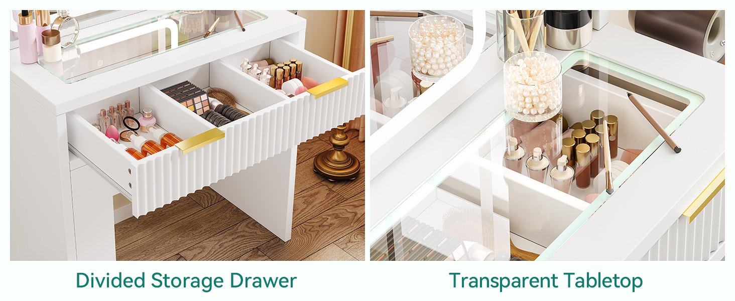 Дзеркальний туалетний столик YITAHOME з LED-підсвічуванням, білий, 115x40x134 см