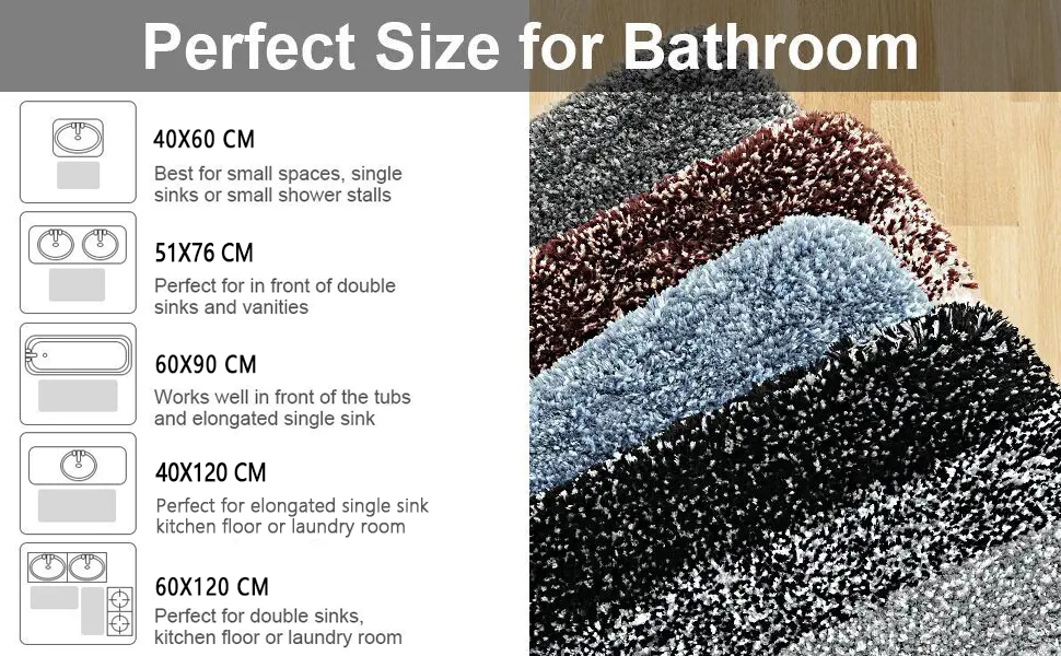 Килимок для ванної кімнати Homaxy, 60x120 см, антиковзаючі, миючий, з м'якого ворсу, з мікрофібри, швидковисихаючий, фіолетовий