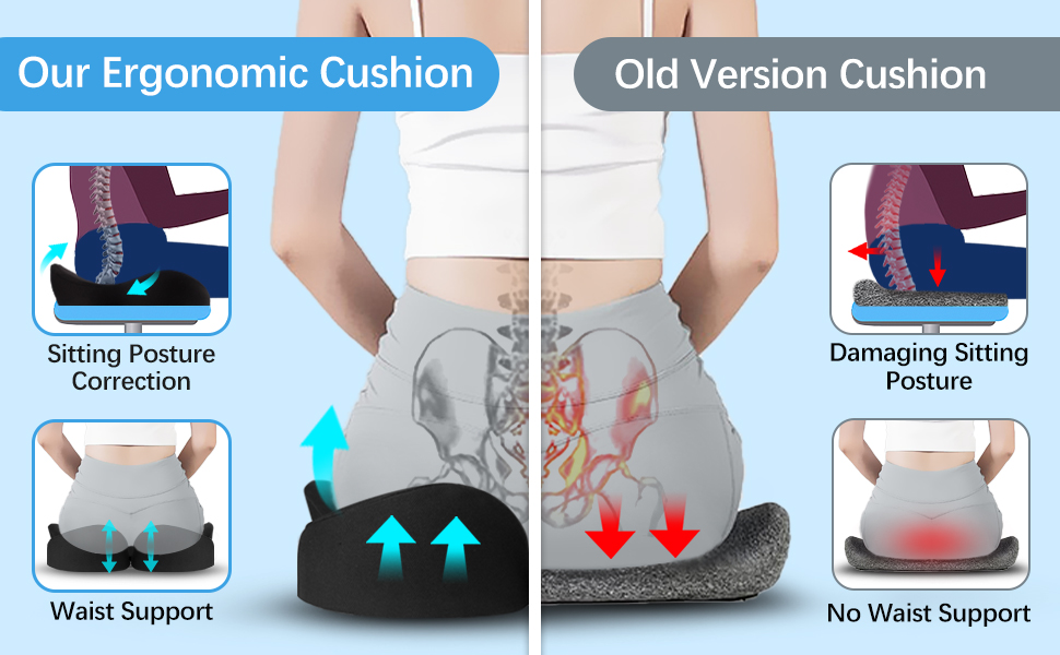 Подушка для офісного крісла Firhuza Memory-Sitzkissen: ергономічна, для полегшення болю в спині та ішіасу, з memory foam