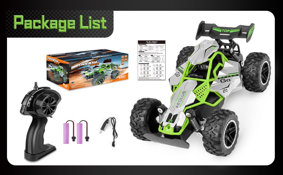 RC Monster Truck 1:18 2.4GHz, позашляховик, водонепроникний, швидкість 20+ км/год, зелений